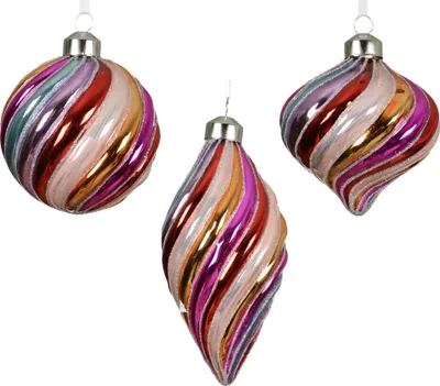 Productafbeelding van Kerstbal glas d8 cm multi a3 Decoris