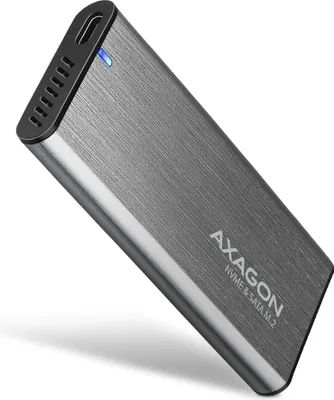 Produktbild von Axagon EEM2-SG2 SuperSpeed+ USB-C - M.2 NVMe & SATA SSD RAW box, SSD-Gehäuse, M.2, NVMe-oF, SATA, Serial ATA II, Serial ATA III, 10 Gbit/s, USB Anschluss, Grau