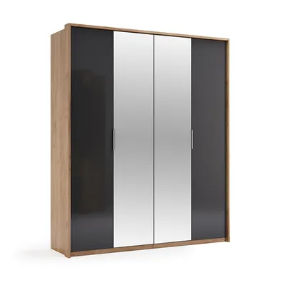 Produktbild von 4‑türiger Kleiderschrank Anthrazit Hochglanz – 185 × 213 × 59 cm