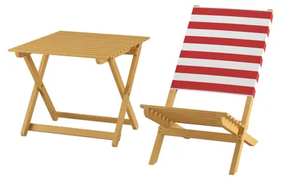 Produktbild von Klappstuhl Strandstuhl Anglerstuhl Gartenstuhl Stuhl zum Zusammenstecken rot-weißem Bezug V-10-353