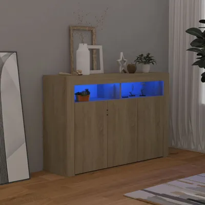 Produktbild von Möbel Sideboard mit LED-Leuchten Sonoma-Eiche 115,5x30x75 cm - Kommoden 804340