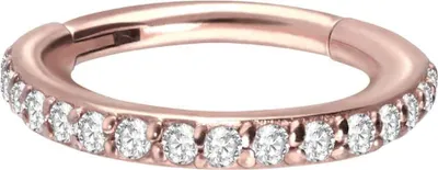 Produktbild von Ohrpiercing, Nasenpiercing, Septum Piercing Chirurgenstahl Segmentring Clicker EINGEFASSTE KRISTALLE RoséGold Innendurchmesser: 8mm + Stabstärke: 1mm
