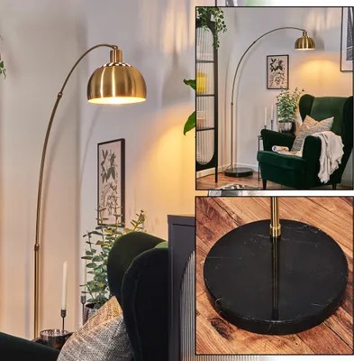 Produktbild von Gavirate Stehlampe aus Metall m. Marmorfuß in Schwarz/Messing gebürstet/Gold