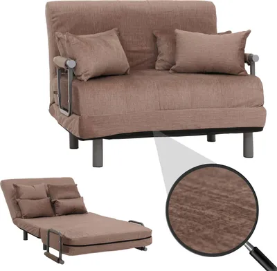 Produktbild von Schlafsessel MCW-K29, Klappsessel Schlafsofa Gästebett, Liegefläche 190x100cm, Stoff Chenille (370g/m²) braun