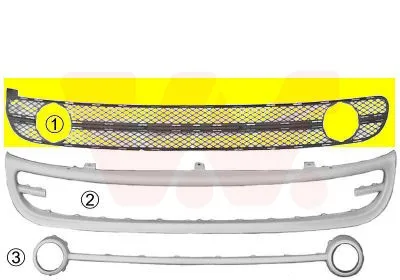 Produktbild von VAN WEZEL Lüftungsgitter Grill Stoßfänger für VW New Beetle Schrägheck (9C1, 1C1) mit Loch/Löchern für Nebellampen