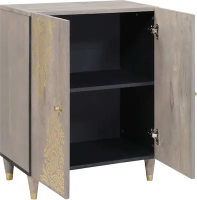 Image de vidaXL Buffet gris et or 60 x 33 x 75 cm bois massif mangue