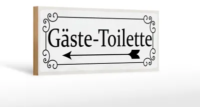 Produktbild von Holzschild  Gäste – Toilette links Pfeil, 27x10 cm, Holzschilder Spruch Wegweiser Wc Bad