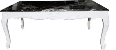 Zdjęcie produktu dla Casa Padrino Barokowy stolik kawowy biały z marmurowym blatem 120 x 80 cm - Edycja limitowana