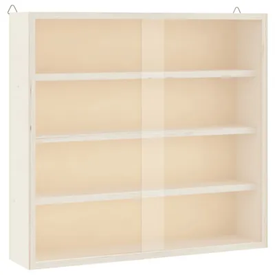 A wall-mounted display cabinet with sliding glass doors.