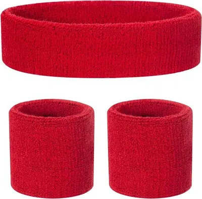 Productafbeelding van Unyqoos® Kindersportset, 3-delig – 1 hoofdband + 2 polsbandjes, 80% katoen/12% Elasthan/8% nylon, hoofdband ongeveer 16x5 cm, polsbandjes ongeveer 6x6 cm, geschikt voor kinderen van 2-8 jaar