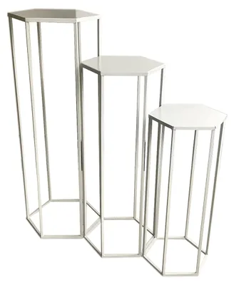 3er-Set Metall-Tische, weiß, 60x30x26 cm, Beistelltisch