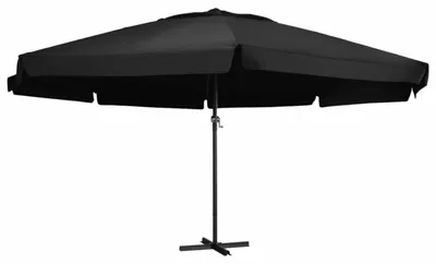 Produktbild von Sonnenschirm 600 cm Aluminium-Mast Schwarz mit Kreuzstandfuß