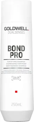 A white bottle of Goldwell Dualsenses Bond Pro Fortifying Shampoo.