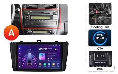 Produktbild von Autoradio, Touchscreen, Multimedia-Player, Kompatibel mit Toyota Avensis Mk3 (T270) 2009-2018, Eingebauter Kühlventilator Android GPS Navigation, V1 Plus (2GB-32GB) - A