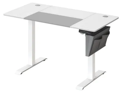 Produktbild von Elektrischer Sitz-Steh-Schreibtisch – verstellbar – Spanplatte/Stahlrahmen – 60 x 120 cm – Weiß-Taubengrau