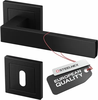 Produktbild von Türklinke Schwarz Matt - Türgriff Set aus Aluminium für Zimmertüren - Türdrücker für Tür 35-55 mm - Drückergarnitur Innentüren - Türbeschlag