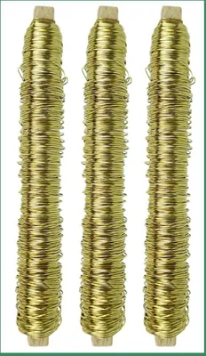 Produktbild von Novatool 3x Wickeldraht I gold I 0,55 mm I Draht I Metalldraht Gartendraht Blumendraht Bindedraht Biegedraht Pflanzendraht rostfrei Dekoband Dekodraht