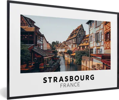 Produktbild von MuchoWow® Gerahmtes Poster Frankreich - Haus - Restaurant 90x60 cm - Poster mit Schwarzem Bilderrahmen Wandposter Rahmen Foto Bilder - Fotorahmen - Foto-Plakat