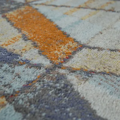 Produktbild von TT Home Wohnzimmer-Teppich m. Rauten-Muster Moderner Kurzflor-Teppich In Gelb Blau Grau Größe 80x150 cm
