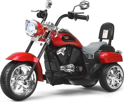 Immagine prodotto di Moto elettrica dai 14 anni in su - Veicolo a tre ruote da 6 V - Faro regolabile - Suono e clacson - Plastica - Rosso