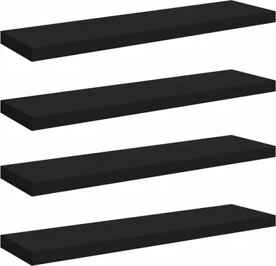 Obrázek produktu pro vidaXL Plovoucí police 4 ks černé 90x23,5x3,8 cm MDF