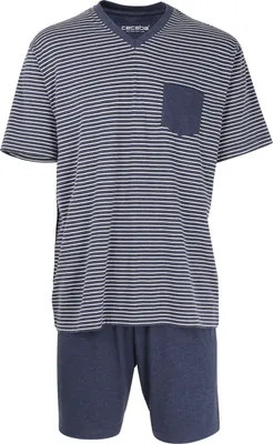 Produktbild von Ceceba Herren Pyjama Set Schlafanzug kurz Shorty Pure Baumwolle, Farbe:Blau, Artikel:-8452 melange garden, Größe:M