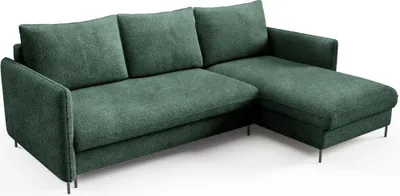Produktbild von Ecksofa Bella Boucle dunkelgrün mit Schlaffunktion - Stoff Abramio 9