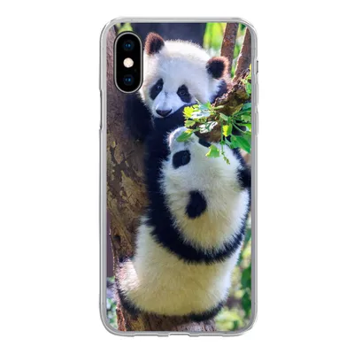 Produktbild von MuchoWow® Handyhülle Schutzhülle Hülle für iPhone X Pandas - Baum - Natur Silikon Softcase Handy Hülle - Handyhülle