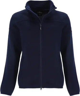 Produktbild von Blue Wave Damen Fleecejacke Nissa in Strickoptik mit Stehkragen - Fleece-Strickjacke mit Reißverschluss in Marine Größe 46