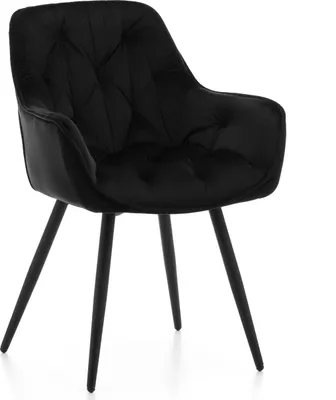 Produktbild von NEW HOME Stuhl SIENA gespolsterter Esszimmerstuhl Wohnzimmerstuhl mit Steppung - schwarz - moderne Samt Velours Möbel