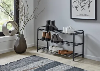 Produktbild von Schuhregal >Helga< in Schwarz, Metall - 89x49x29cm (BxHxT)