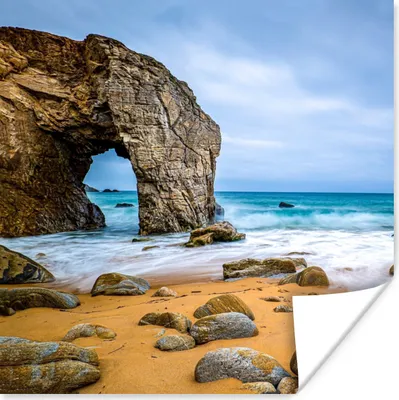 Produktbild von MuchoWow® Poster Steine - Wasser - Strand - Felsen - Wellen 50x50 cm - Wohnzimmerdekoration