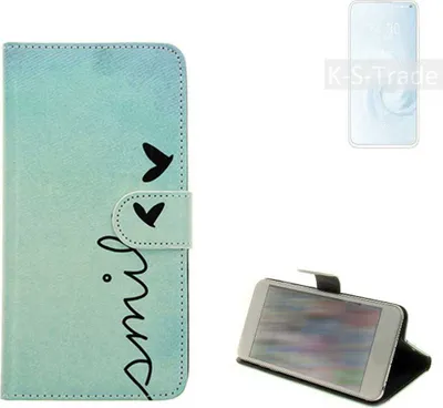 Produktbild von K-S-Trade Schutz Hülle Handy Hülle kompatibel mit Meizu 17 Pro Hülle Handyhülle cover bookstyle Etui Handyhülle ''smile'' türkis Standfunktion