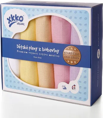 Obrázek produktu pro XKKO Organic Bavlněné pleny Staré časy dívky, 70x70, 5ks