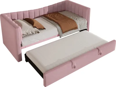 Produktbild von Schlafsofa mit Bettfunktion, 90x200 cm/180x200 cm, Einzelbett mit Lattenrost und Gästebett, Polsterbett, Samt