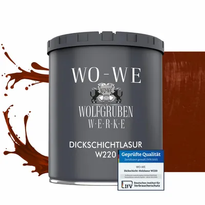 Produktbild von Dickschichtlasur 2in1 Holzlasur Holzschutzlasur außen und innen W220 Mahagoni - 750ml