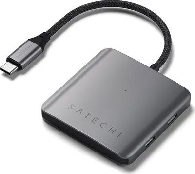 Image de Satechi 4-Port USB-C hub avec power delivery (100W) – Connexion d'entrée principale : USB-C 3.2 Gen 2 – 4x Ports USB-C 3.2 Gen 2 (10 Gbps) – Entrée PD jusqu'à 100W, avec une sortie maximale de 75W