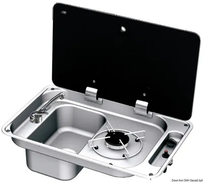 Produktbild von 1-Brenner links Kochfeld mit getöntem Glasdeckel - Osculati 50.805.05