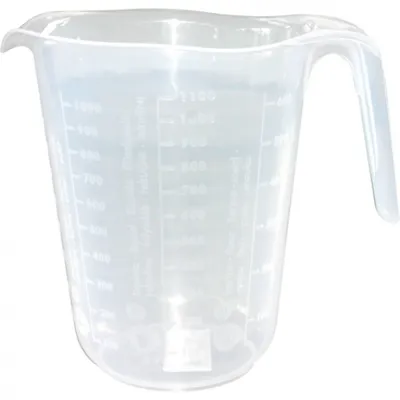 Produktbild von Messbecher 1 Liter Kunststoff, transparent für Mehl Zucker Reis und Flüssigkeiten