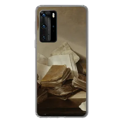 Produktbild von MuchoWow® Handyhülle Schutzhülle Hülle für Huawei P40 Pro Stilleben mit Büchern - Gemälde von Jan Davidsz. de Heem Silikon Softcase Handy Hülle - Schutz