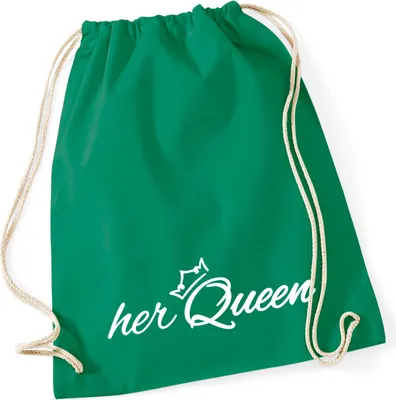Produktbild von Huuraa Turnbeutel her Queen Krone 12 Liter Kelly Green Baumwolle Rucksack Geschenkidee