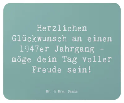 Produktbild von Mr. & Mrs. Panda laptop mousepad Spruch 1947 Geburtstag - Meeresbrise - Geschenk, pc mauspad, Mouse Pad, Alter, Erinnerung, Wertschätzung, Geburtstagsgeschenk, computer