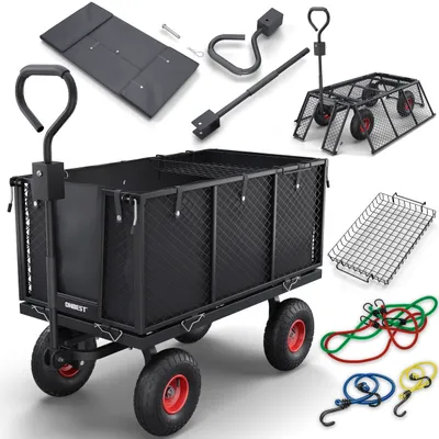 Produktbild von ONBEST Gitter Transportwagen | mit 12 Spanngummis | bis 550 kg | belastbar | 205L | klappbar | Wasserabweisende Innentasche