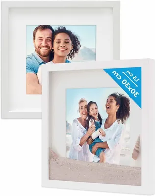 Productafbeelding van 3D Fotolijsten Set - Objectlijsten Diep - Herinneringen Tonen - Inclusief Passe-partouts - 30x30 cm - Wit