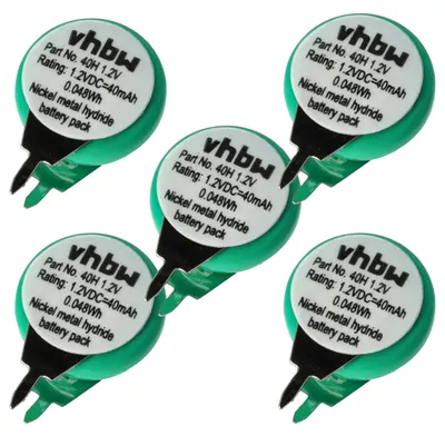 Immagine prodotto di 5 batterie a bottone NiMH di ricambio, tipo a 2 pin, modello 1/V40H