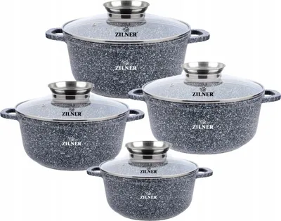 Immagine prodotto di ZILNER Set di pentole in granito da 8 pezzi con rivestimento in marmo 16 / 20 / 22 / 26 cm Zl-8532