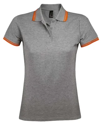 Imagen del producto de SOLS - Camiseta polo para mujer, modelo "Pasadena", LT1915 (Talla M) (Gris jaspeado/Naranja)