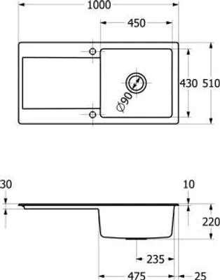 Produktbild von Villeroy & Boch 333600J0 EB-SP Siluet 60 1000x510mm Spülbecken