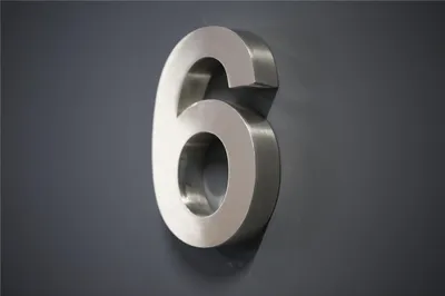 Produktbild von Hausnummer Premium Edelstahl in 3D Design Arial H20cmxT3cm V2A (Nr.6) 400016