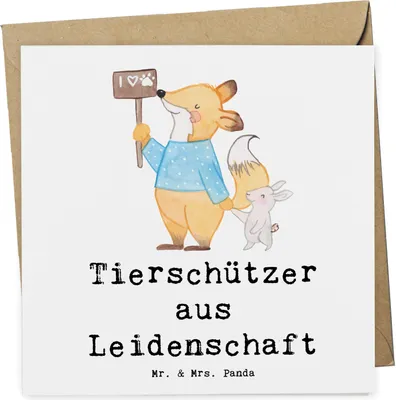 Produktbild von Mr. & Mrs. Panda Klappkarte Tierschützer Leidenschaft - Weiß - Geschenk, anlasskarte, Grußkarte, Glückwunschkarte, doppelkarte, faltkarte